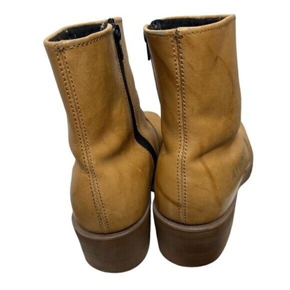 Vintage Avirex 70s Tan Square Toes Leather Chunky Ankle Boots Size 8.5 - Picture 7 of 10